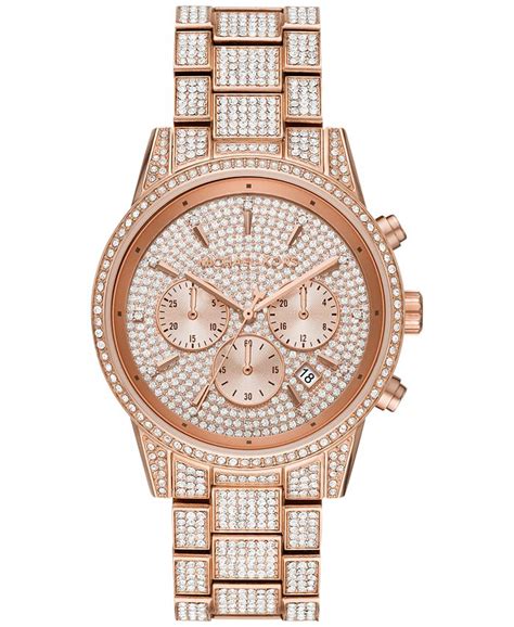 michael kors ritz chronograph bracelet watch rose golden yotube|Ritz Pavé Rose Gold.